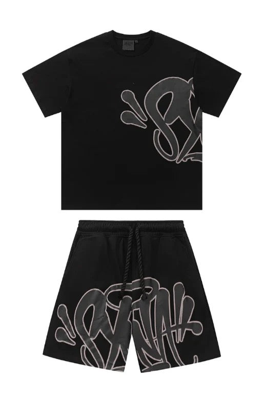 'Graffiti' Short Set Black